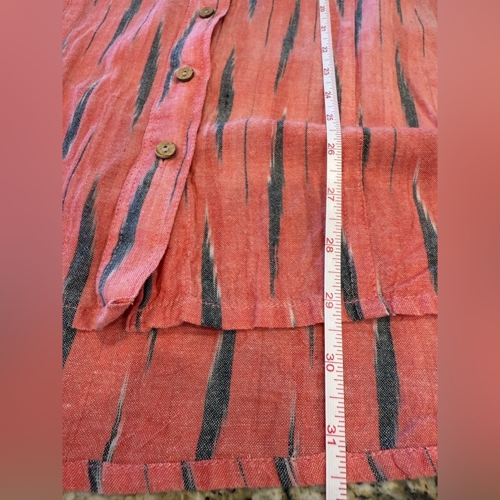 Pinkish Red Striped Linen Button-Front Top - Picture 8 of 11